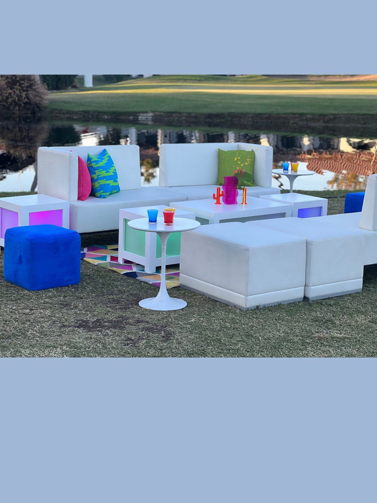 Modern lounge setup for an evening event
